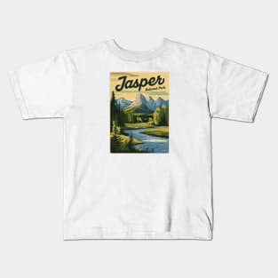 Retro Poster of Jasper National Park Kids T-Shirt